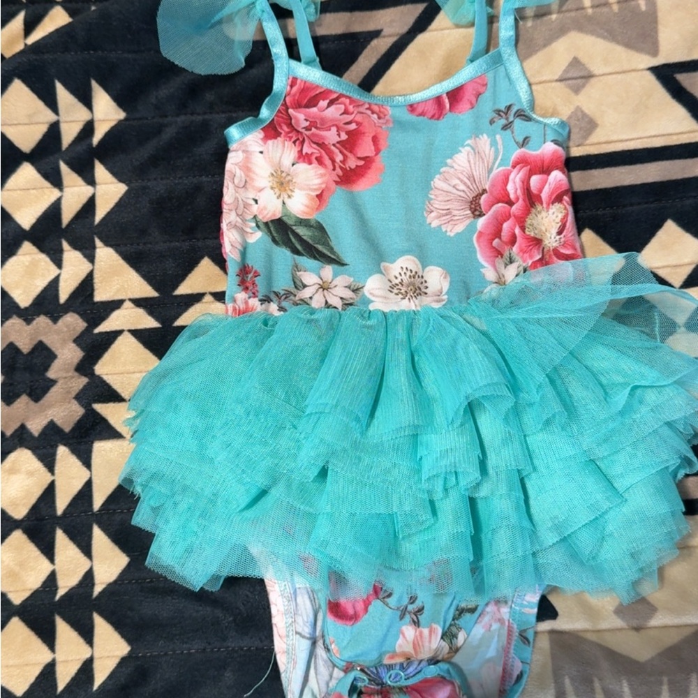 Floral Aqua Tutu Bodysuit
